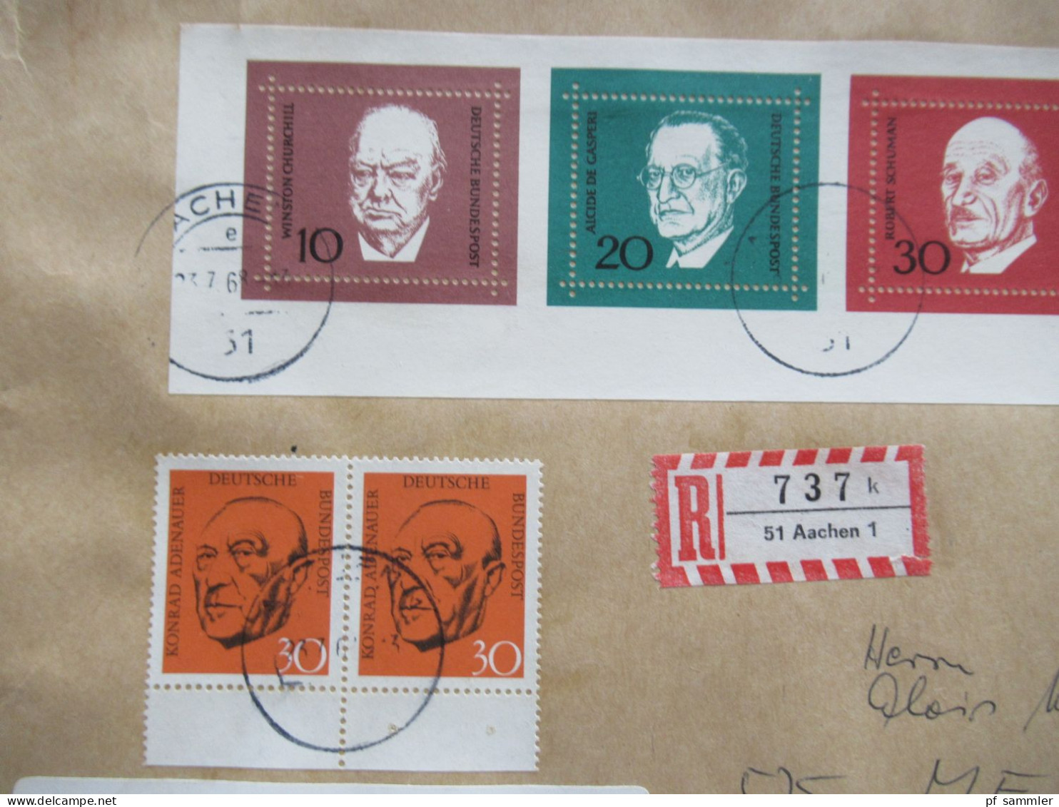 BRD 1968 Block 4 kleiner Belegeposten mit 12x FDC als Einschreiben und 1x Blockeinzelmarken + Block auf gr. Briefstück