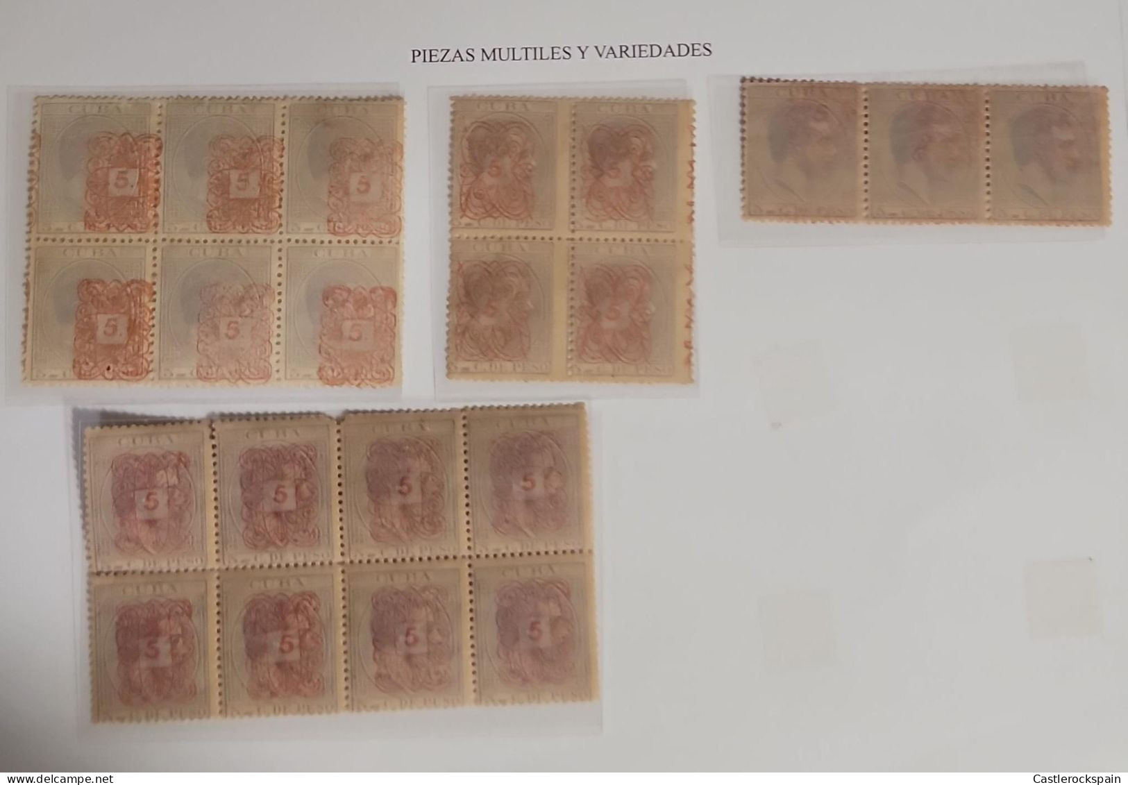 O) 1876 CUBA, KING ALFONSO XII, ARAÑITAS CANCELLATION IN RED,  BLOCK MNH - Other & Unclassified