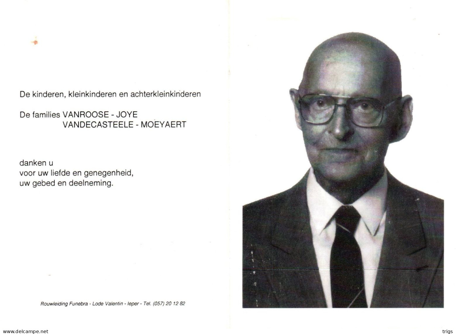 Georges Albert Désiré Vanroose (1915-1995) - Devotieprenten
