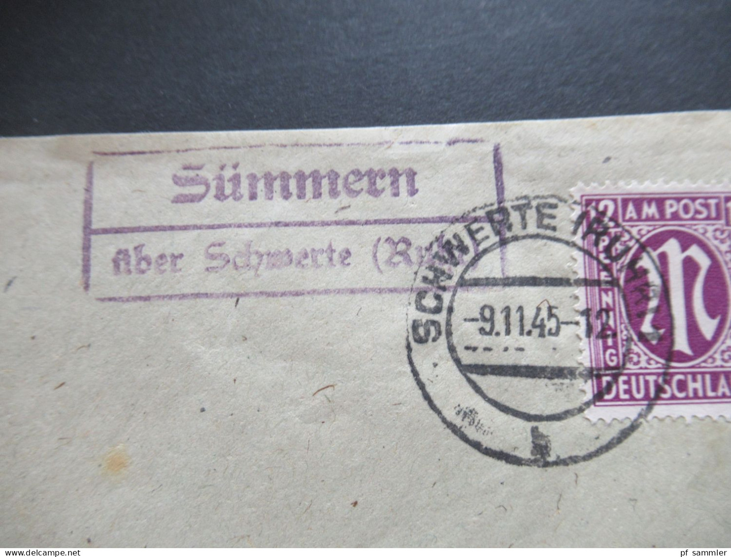 9.11.1945 Bizone Am Post Nr.15 EF Tagesstempel Schwerte (Ruhr) Und Landpoststempel Sümmern über Schwerte (Ruhr) - Cartas & Documentos