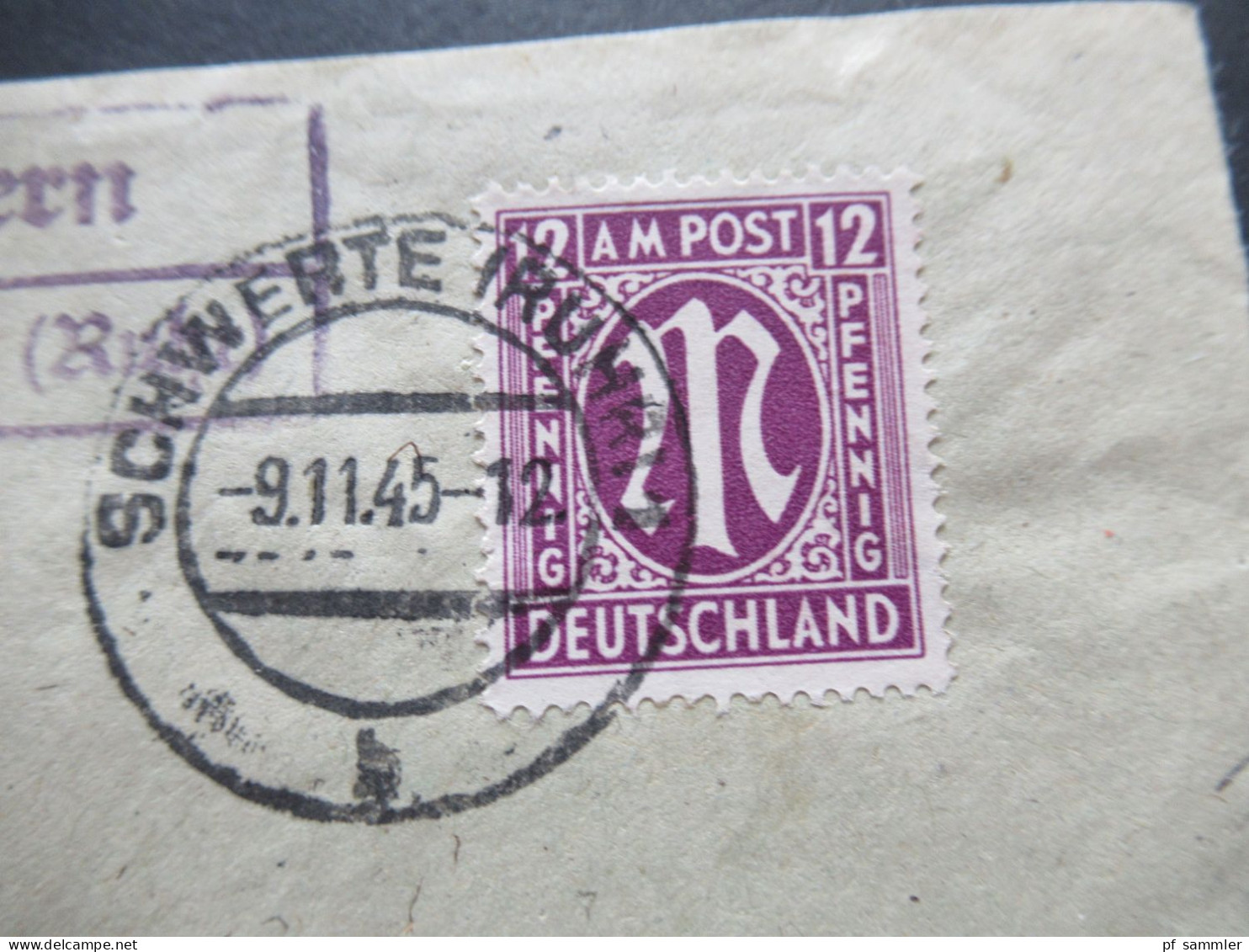 9.11.1945 Bizone Am Post Nr.15 EF Tagesstempel Schwerte (Ruhr) Und Landpoststempel Sümmern über Schwerte (Ruhr) - Brieven En Documenten