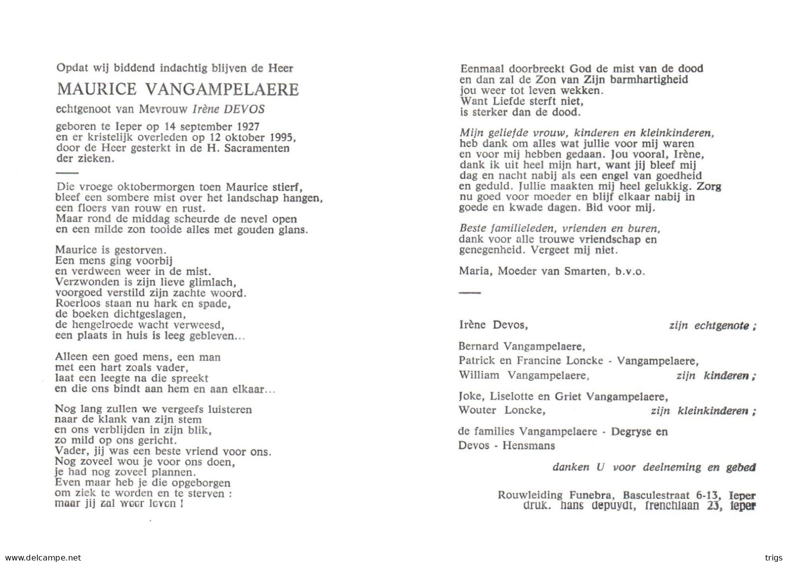 Maurice Vangampelaere (1927-1995) - Andachtsbilder