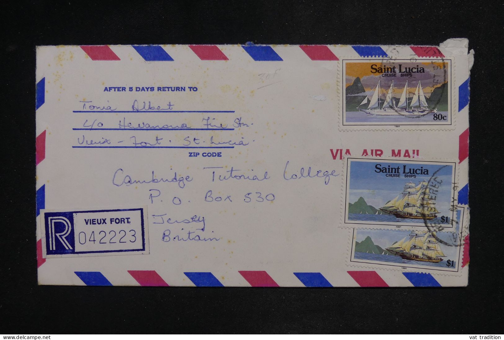 ST LUCIE - Lettre Par Avion > Jersey - 1991 - A 2890 - St.Lucia (1979-...)
