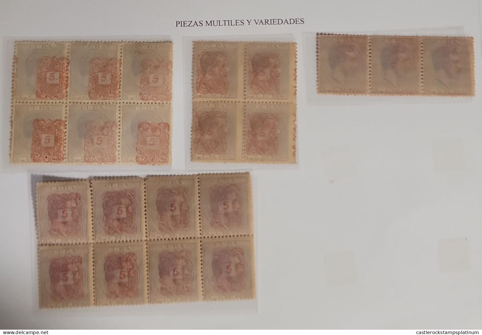 O) 1876 CUBA, KING ALFONSO XII, ARAÑITAS CANCELLATION IN RED,  BLOCK MNH - Other & Unclassified