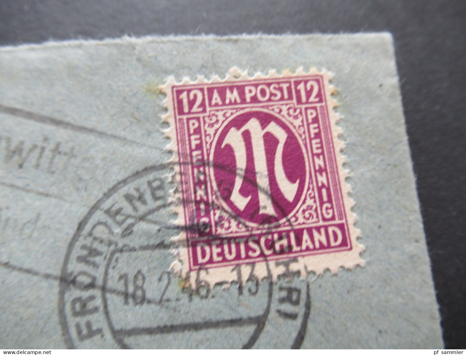18.2.1945 Bizone Am Post Nr.7 EF Tagesstempel Fröndenberg (Ruhr) Und Landpoststempel Schwitten über Fröndenberg (Ruhr) - Lettres & Documents