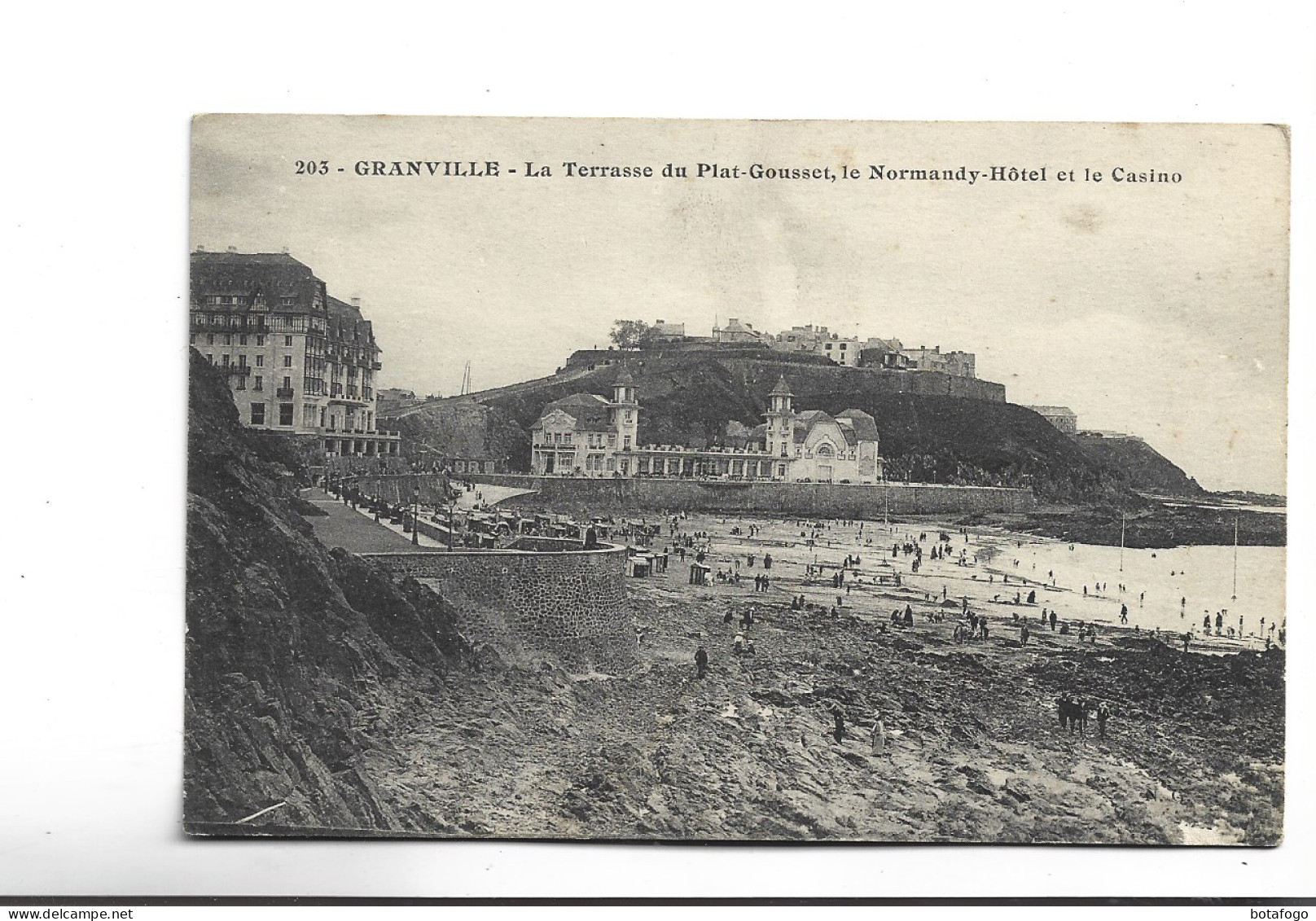 CPA DPT 50 GRANVILLE, LA TERRASSE DU PLAT GOUSSET, LE NORMANDY HOTEL ET LE CAIO - Granville