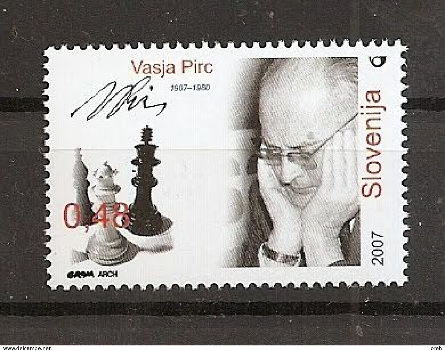 SLOVENIA ,SLOWENIEN 2007,CHESS,VASJA PIRC,,MNH - Ajedrez