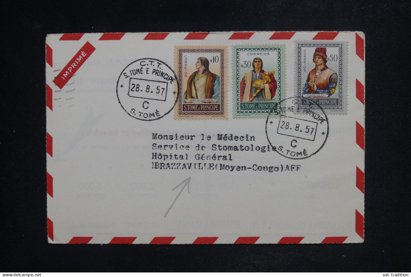 ST TOME E PRINCIPE - Lettre Par Avion > Congo Français - 1957 - A 2891 - Sao Tomé Y Príncipe