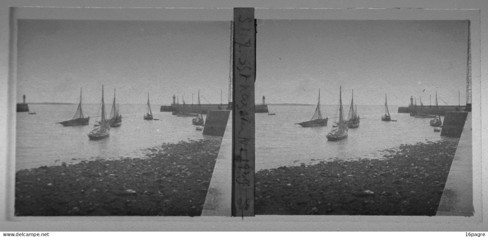 PLAQUE DE VERRE STÉRÉO, BATEAUX DE PÊCHE, AVANT-PORT DE SAINT-NAZAIRE, 1929. LOIRE-ATLANTIQUE - Glasdias