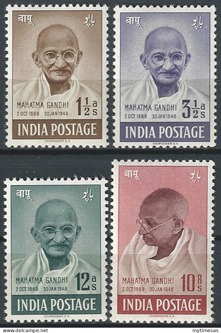 1948 India Mahatma Gandhi 4v. MNH SG N. 305/08 - Andere & Zonder Classificatie