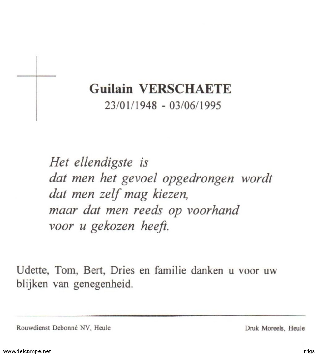 Guilain Verschaete (1948-1995) - Devotieprenten