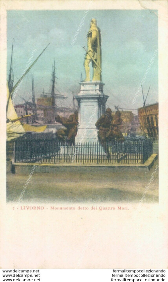 Z208 Cartolina Livorno Citta' Monumento Detto Dei Quattro Mori Inizio 900 - Livorno