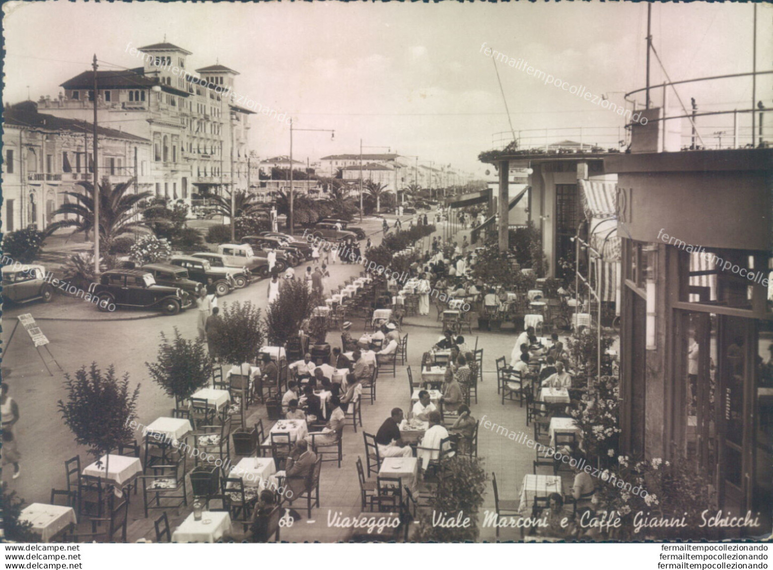 V219 Cartolina Viareggio Viale Mazzini E Caffe' Gianni 1941 Provincia Di Lucca - Lucca