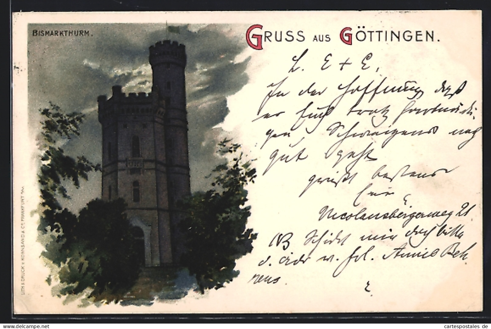 Lithographie Göttingen, Bismarckturm  - Goettingen