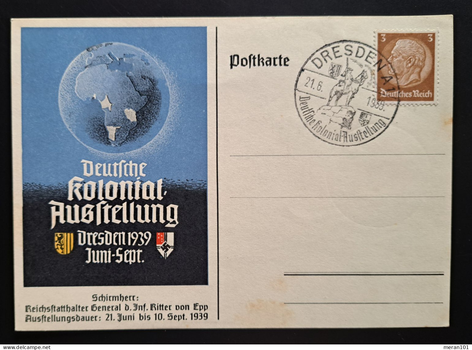 Ganzsache Privat Kolonial Ausstellung Dresden Sonderstempel - Private Postwaardestukken