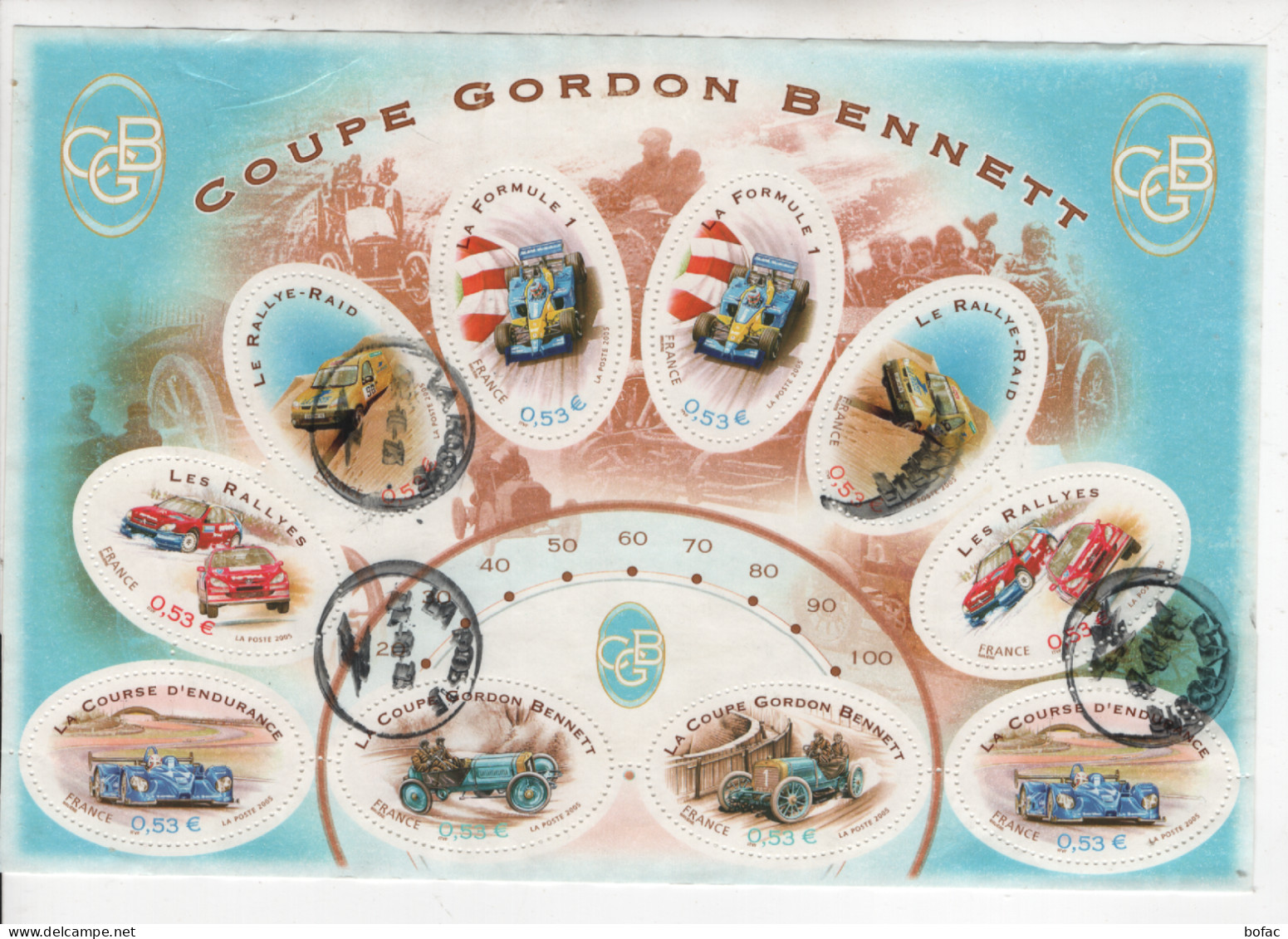 PRIX FIXE Obl F86 YT FR3948 MIC FR3126 SCOT FR4104A GIB Coupe Gordon Bennett 69a/46 (petite étiquette Collée En H Droite - Used