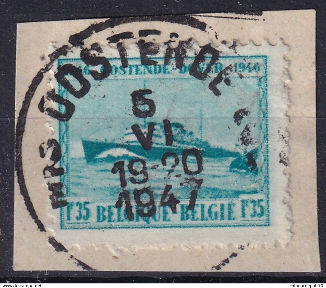 Timbres Oostende Cachet OOSTENDE 5 VI 19-20 1947 2E - Usati