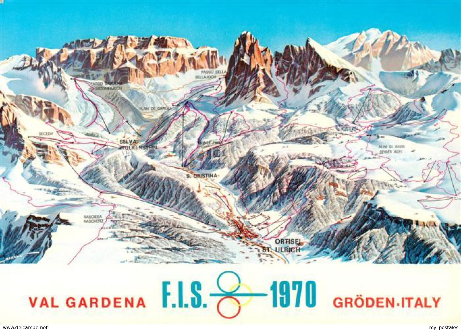 73856204 Groeden St Ulrich-Groeden Suedtirol IT Uebersichtskarte Skigebiet Skiwe - Andere & Zonder Classificatie