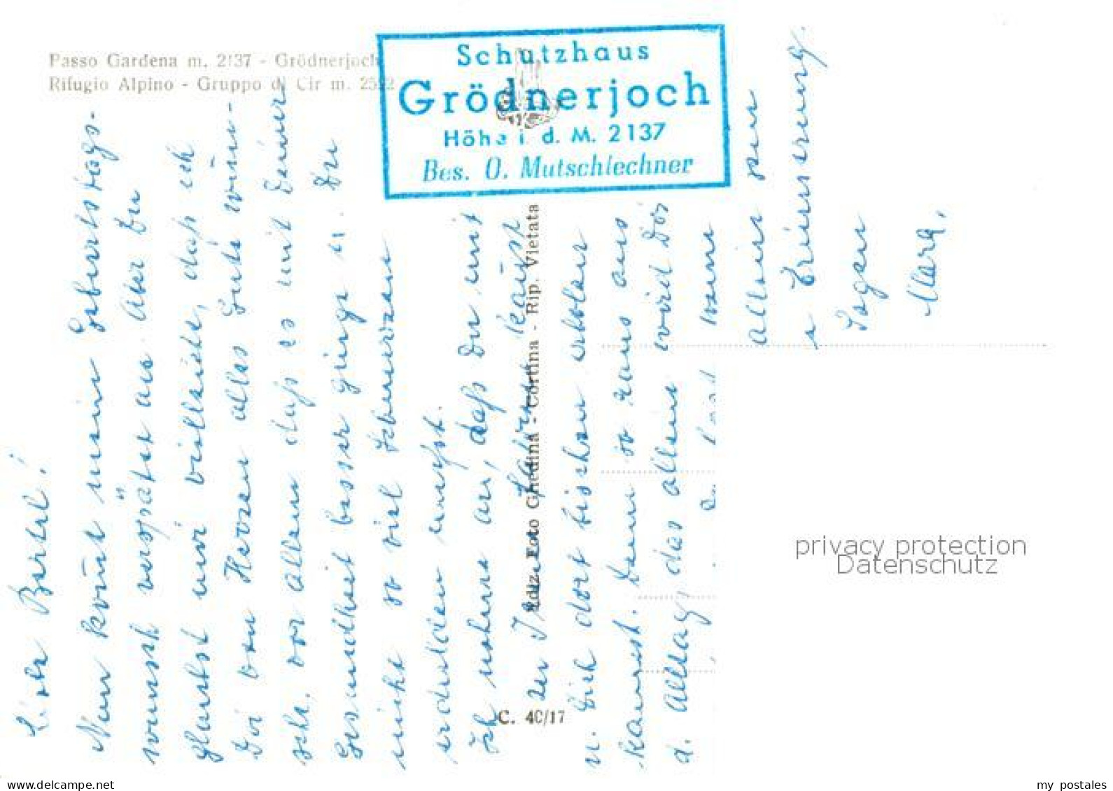 73856200 Passo Gardena Schutzhaus Groednerjoch Rifugio Alpino Gruppo Di Cir Pass - Andere & Zonder Classificatie