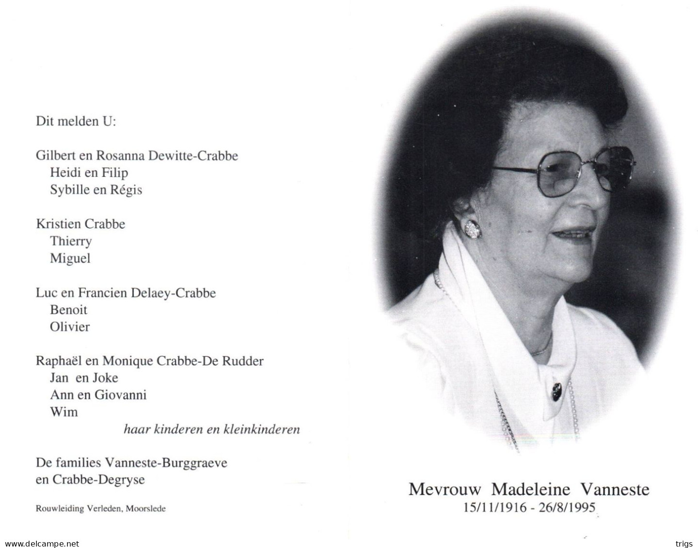 Madeleine Julia Martha Vanneste (1916-1995) - Devotieprenten