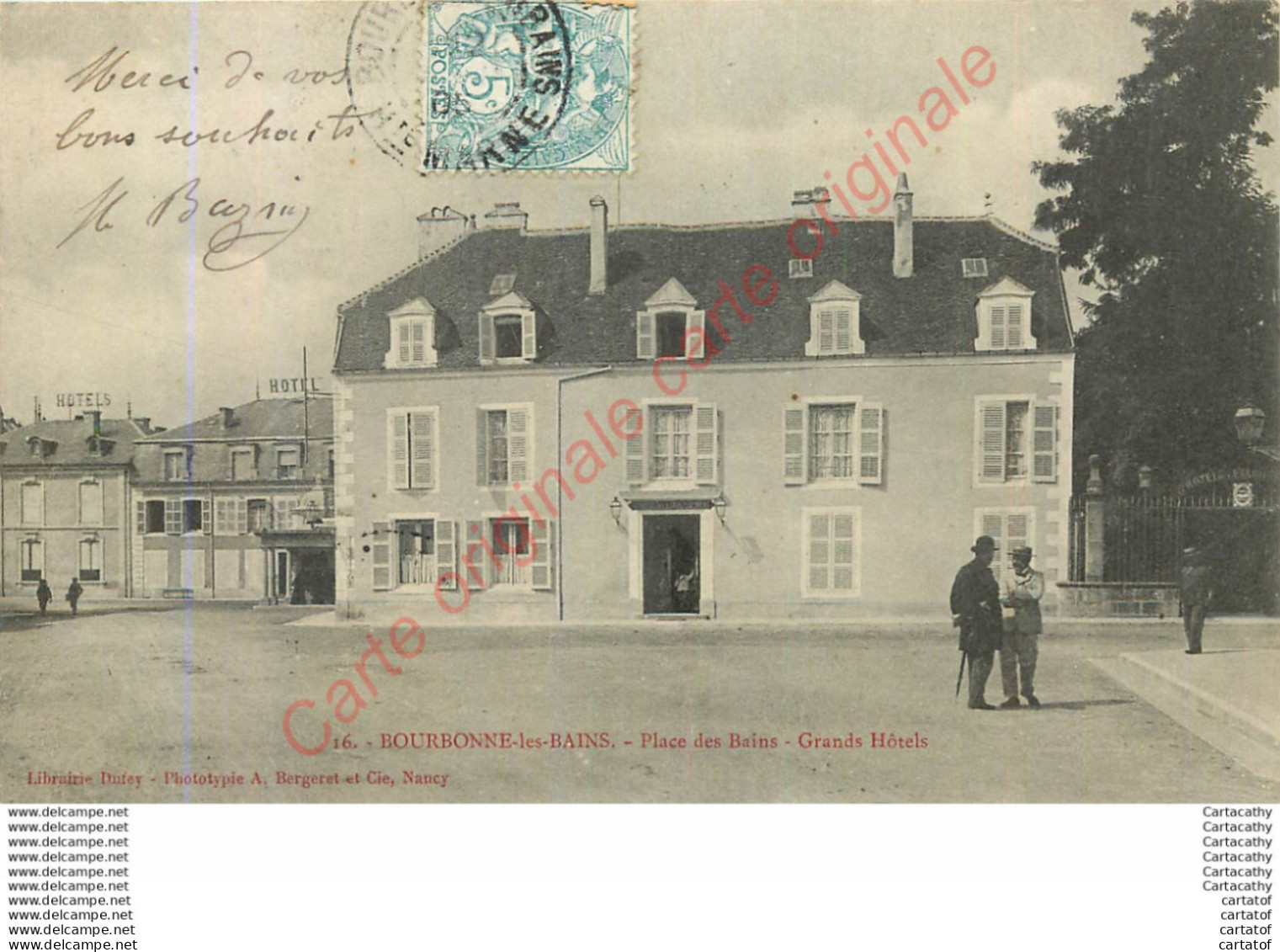 52.  BOURBONNE LES BAINS .  Place Des Bains .  Grands Hôtels . - Bourbonne Les Bains