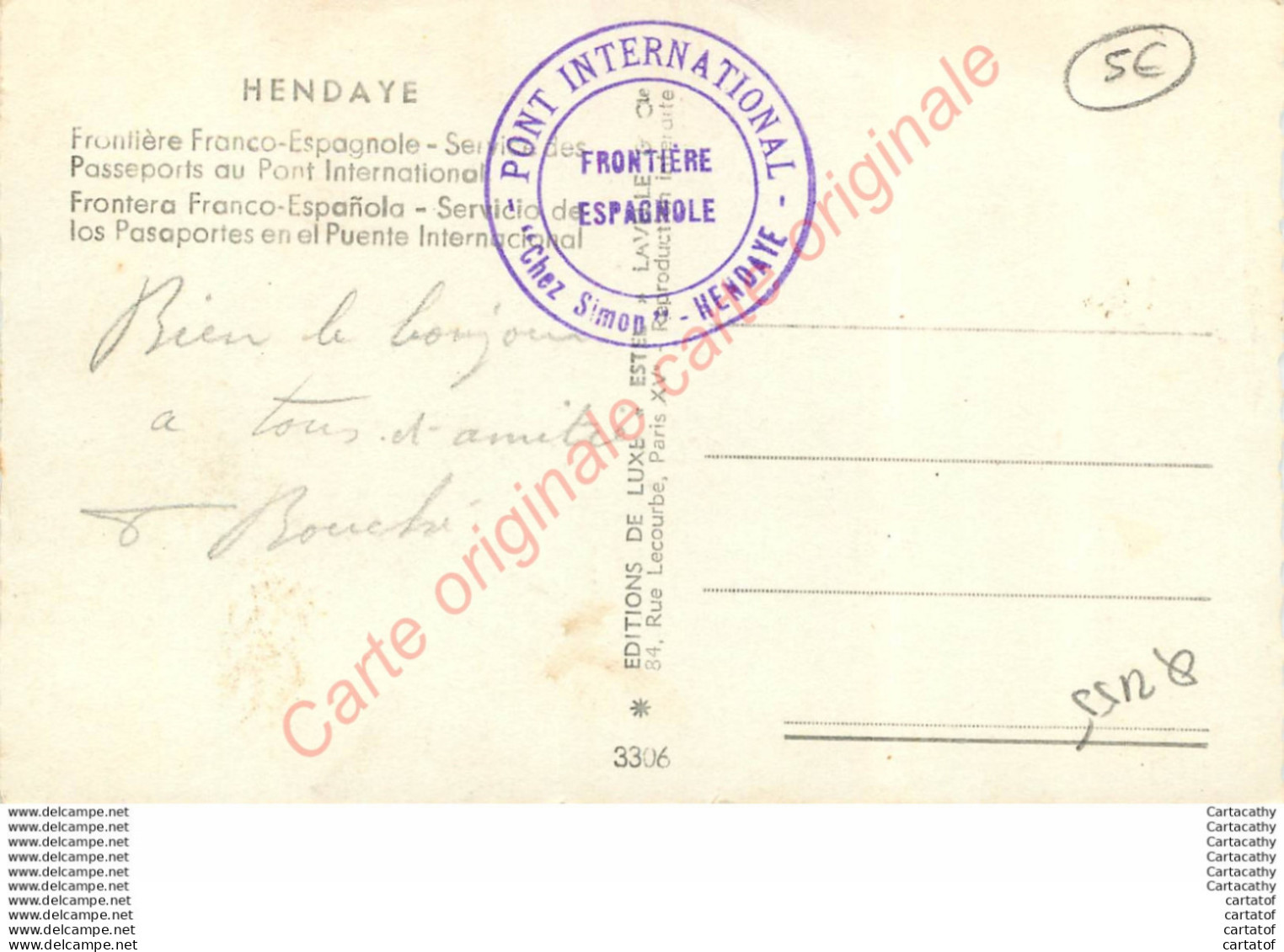 64.  HENDAYE . Frontière Franco Espagnole .  Pont International . Service Des Passeports . - Hendaye