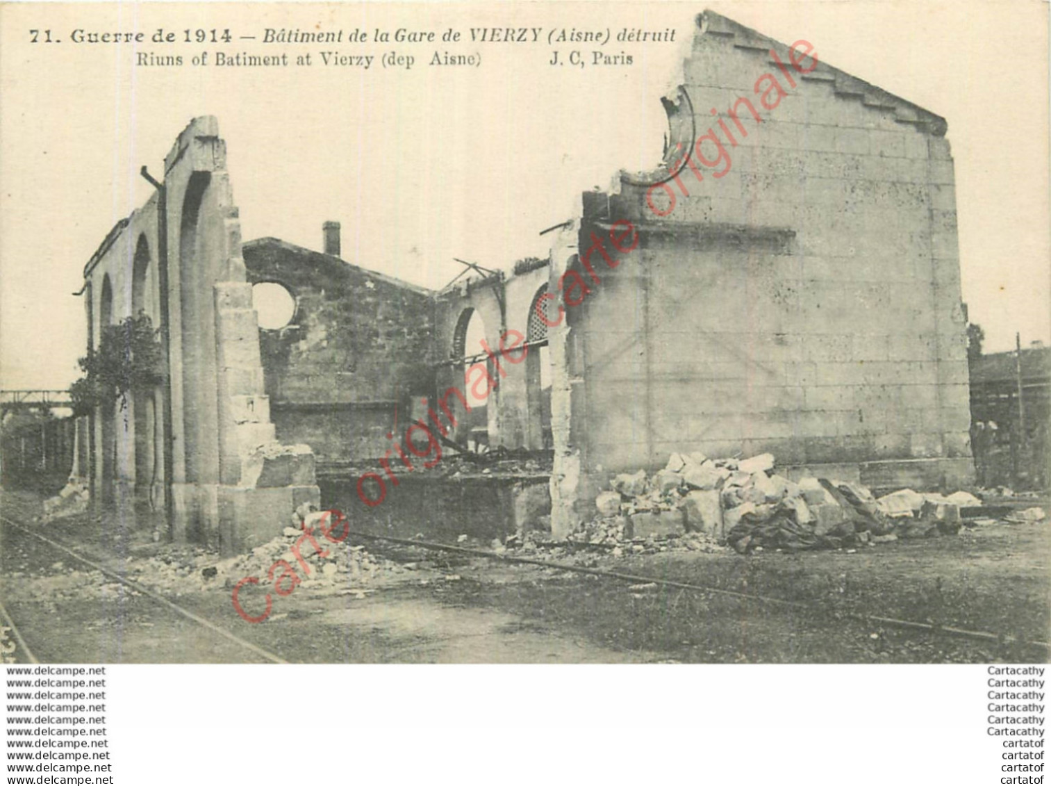 02. Gare De VIERZY . Batiment Détruit .  GUERRE 1914 . - Autres & Non Classés