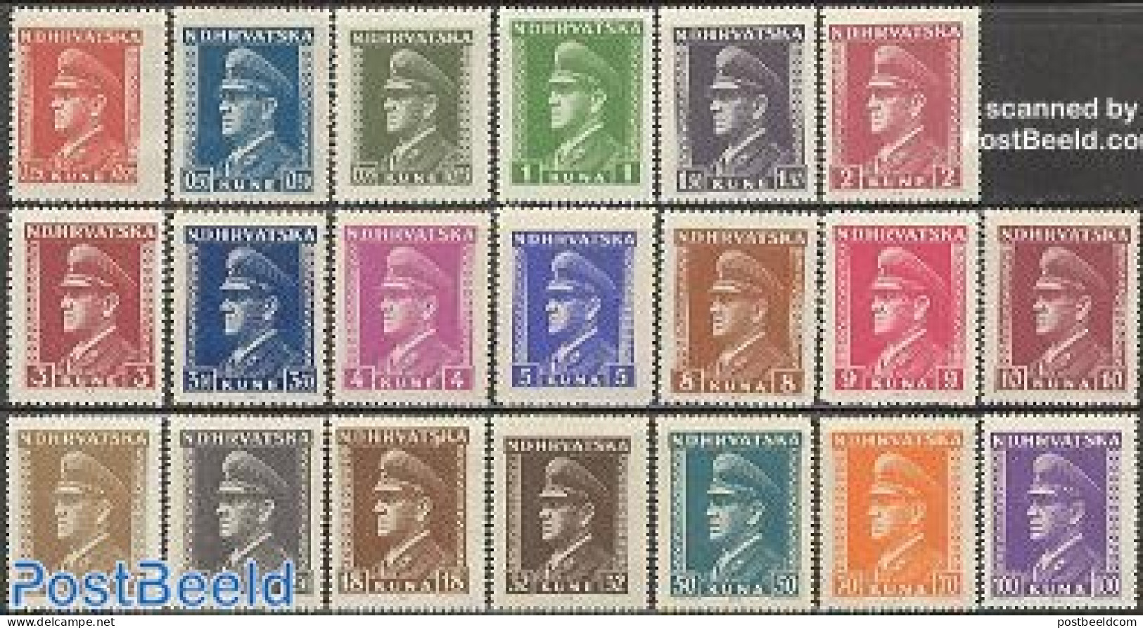 Croatia 1943 Definitives, Pavelic 20v, Unused (hinged) - Kroatien