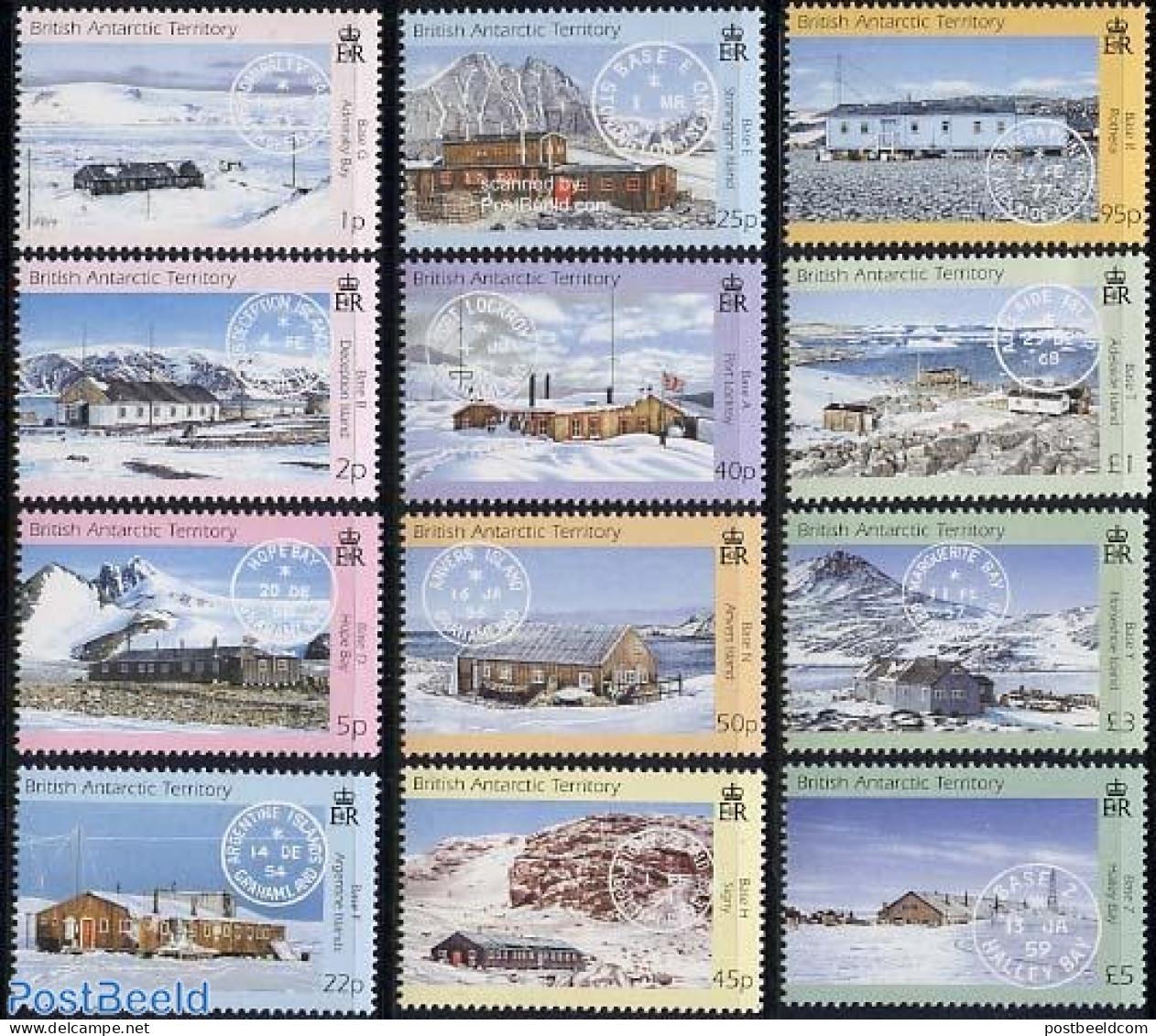 British Antarctica 2003 Post Offices 12v (definitives), Mint NH, Post - Posta