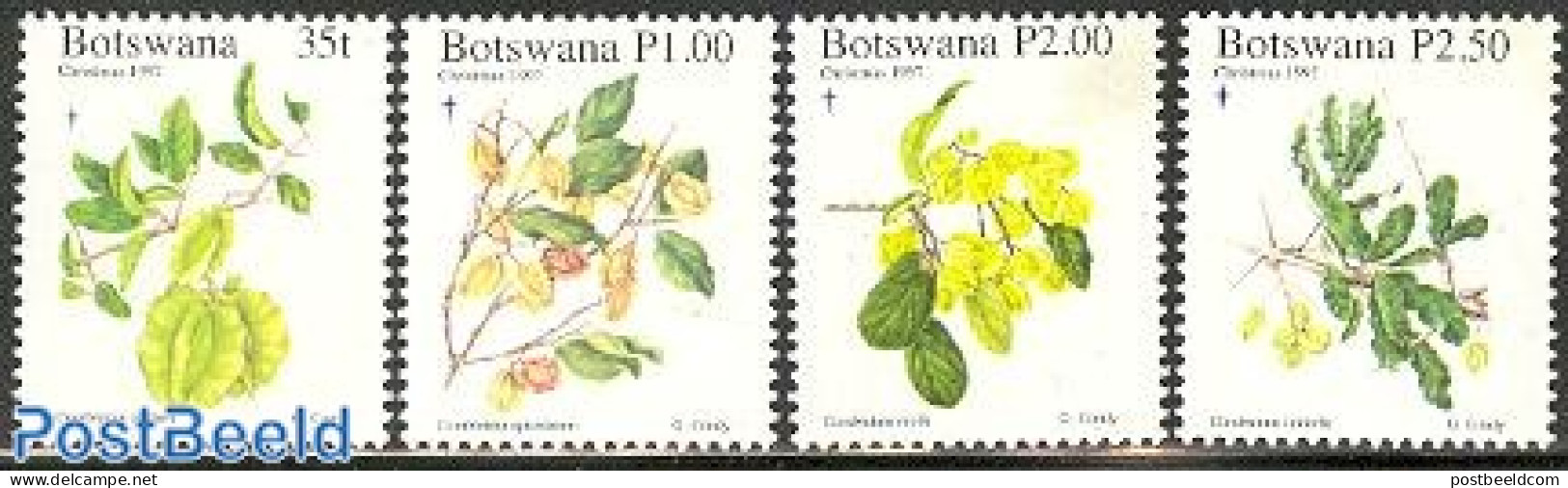 Botswana 1997 Christmas, Trees 4v, Mint NH, Nature - Religion - Flowers & Plants - Christmas - Natale