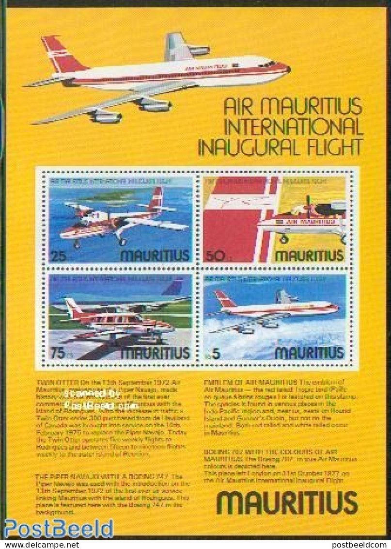 Mauritius 1977 Air Mauritius S/s, Mint NH, Transport - Aircraft & Aviation - Aerei
