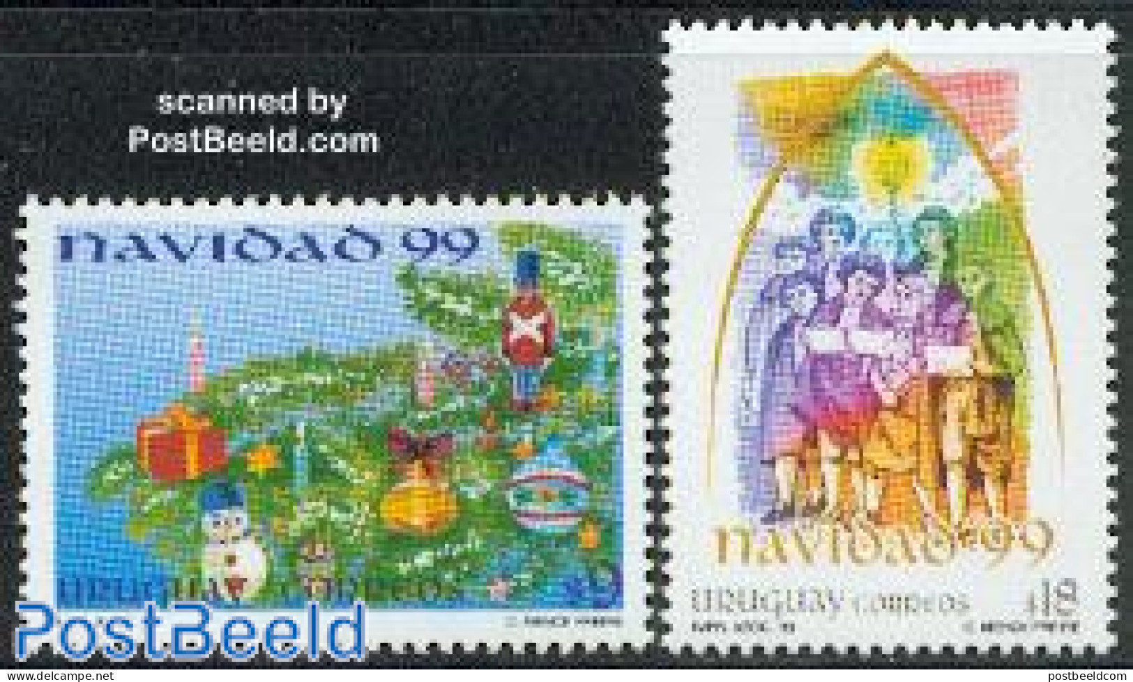 Uruguay 1999 Christmas 2v, Mint NH, Religion - Christmas - Navidad