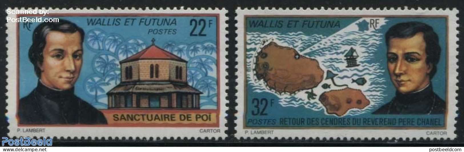 Wallis & Futuna 1977 Pere Chanel 2v, Mint NH, Religion - Various - Religion - Maps - Aardrijkskunde