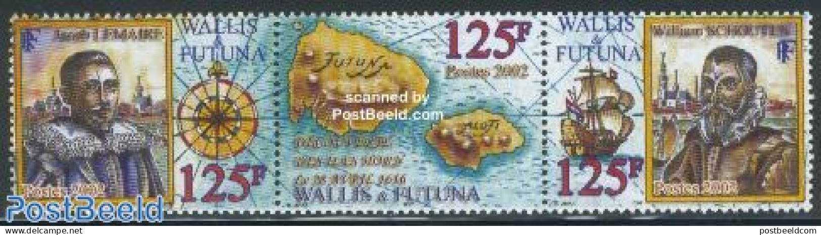 Wallis & Futuna 2002 Horn Islands 2v+tab [:T:], Mint NH, History - Transport - Various - Explorers - Netherlands & Dut.. - Erforscher