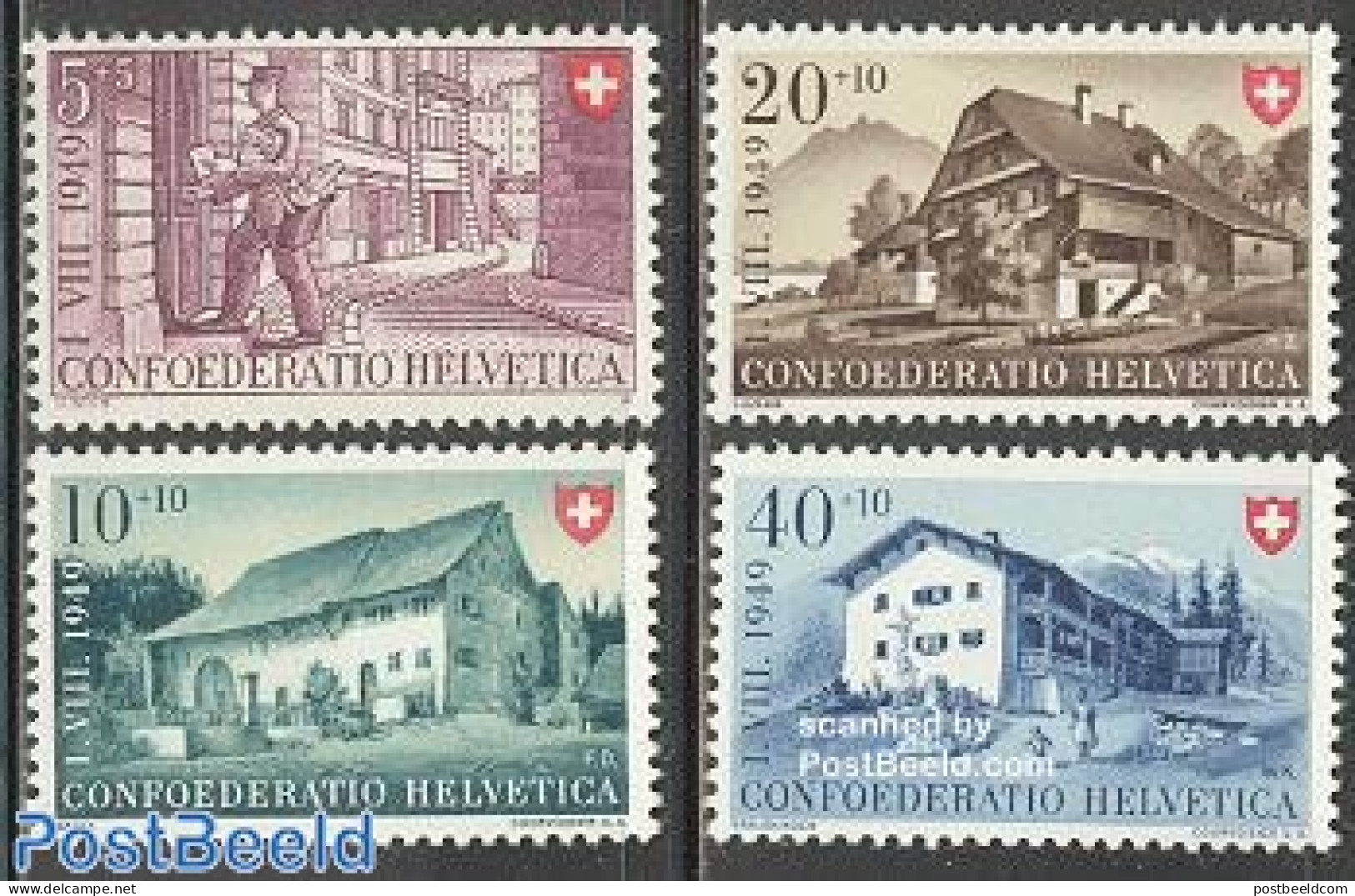 Switzerland 1949 Pro Patria 4v, Mint NH, Post - Art - Architecture - Unused Stamps