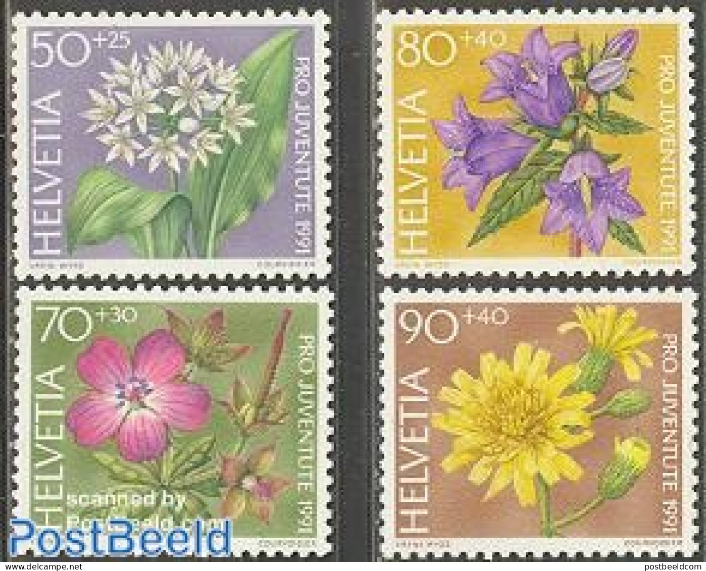 Switzerland 1991 Pro Juventute, Flowers 4v, Mint NH, Nature - Flowers & Plants - Ongebruikt