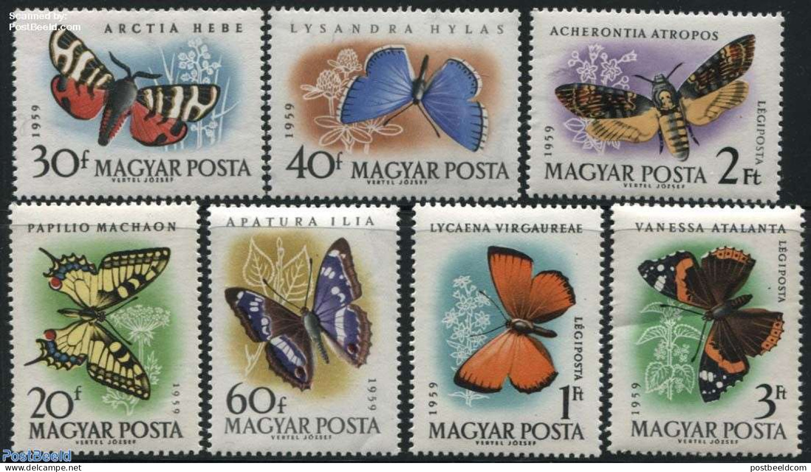 Hungary 1959 Butterflies 7v, Mint NH, Nature - Butterflies - Ongebruikt