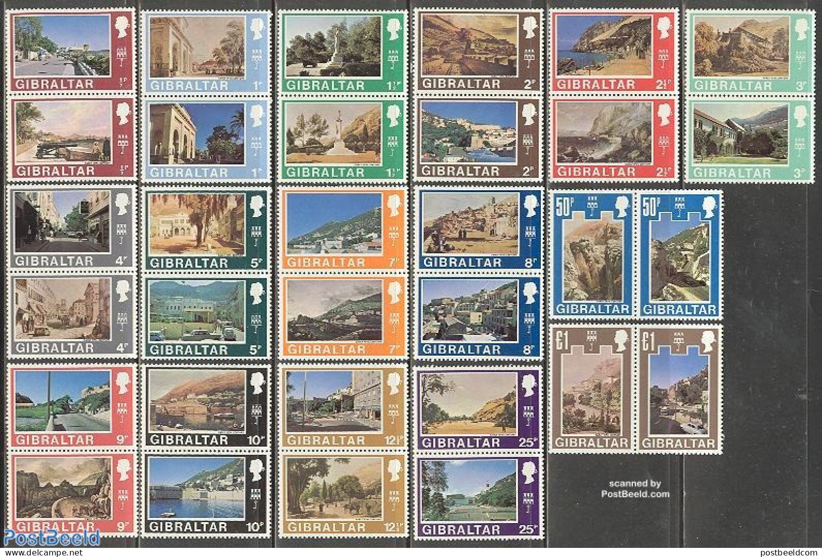 Gibraltar 1971 Definitives 16x2v [:], Mint NH - Gibilterra