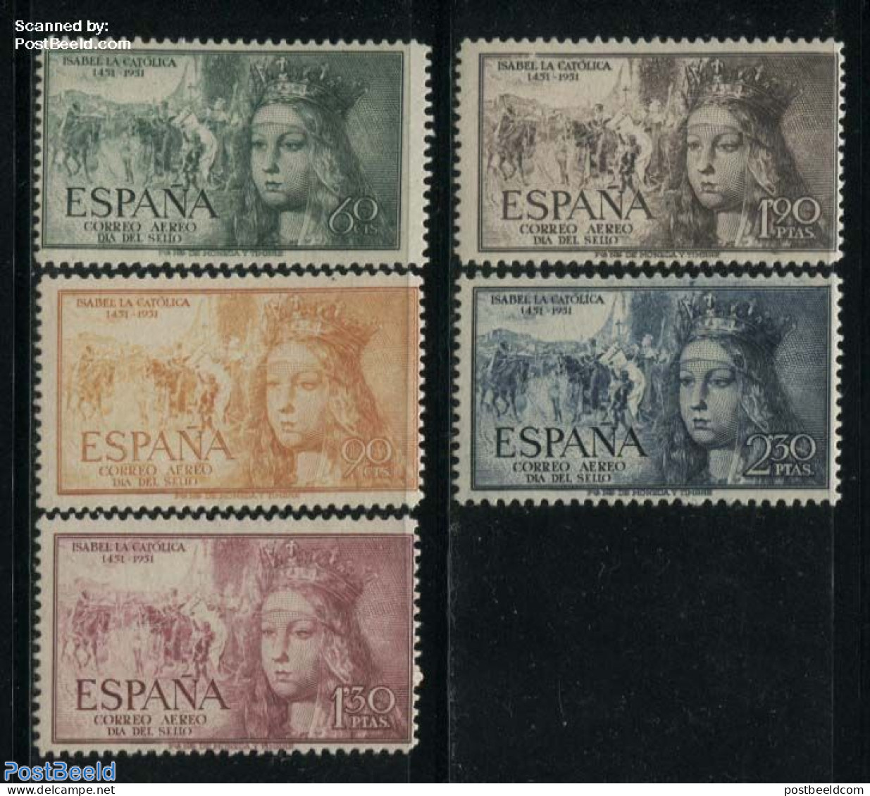 Spain 1951 Stamp Day, Isabella I 5v, Mint NH, History - Kings & Queens (Royalty) - Stamp Day - Unused Stamps