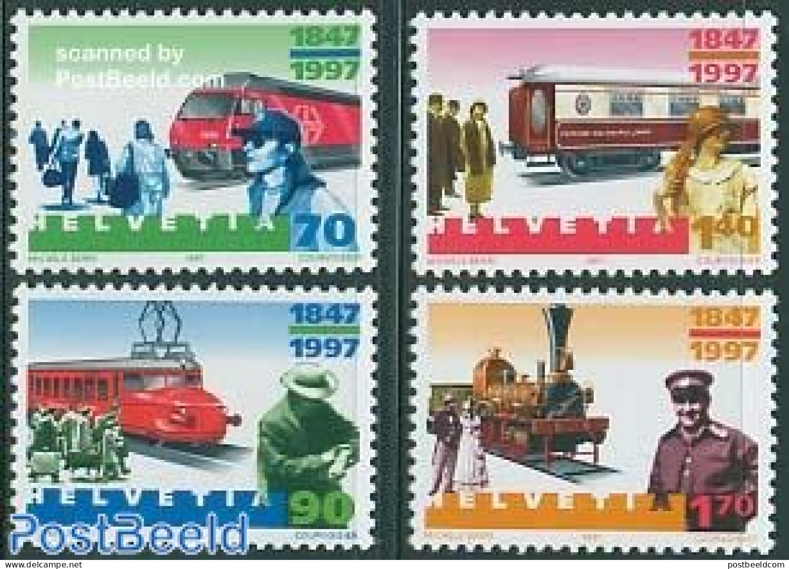 Switzerland 1997 Railways 4v, Mint NH, Transport - Railways - Unused Stamps