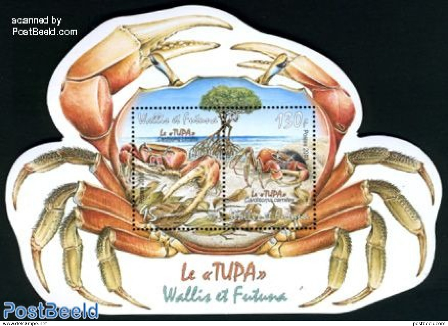 Wallis & Futuna 2010 Crab S/s, Le Tupa, Mint NH, Nature - Shells & Crustaceans - Crabs And Lobsters - Mundo Aquatico