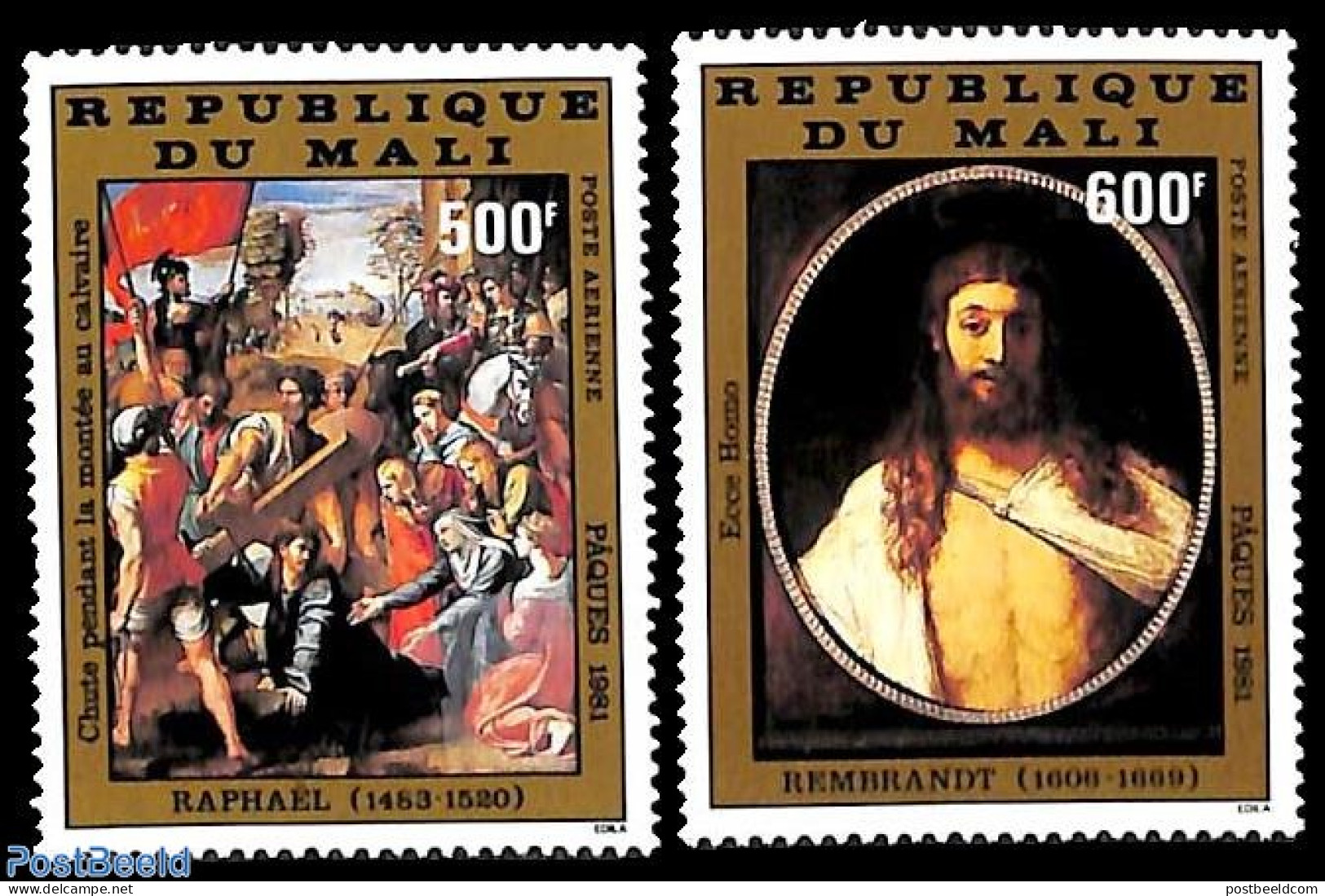 Mali 1981 Easter, Paintings 2v, Mint NH, Art - Paintings - Raphael - Rembrandt - Mali (1959-...)