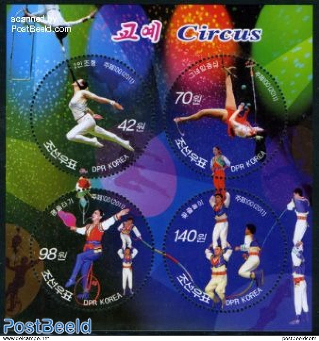 Korea, North 2011 Circus S/s, Mint NH, Performance Art - Various - Circus - Round-shaped Stamps - Zirkus