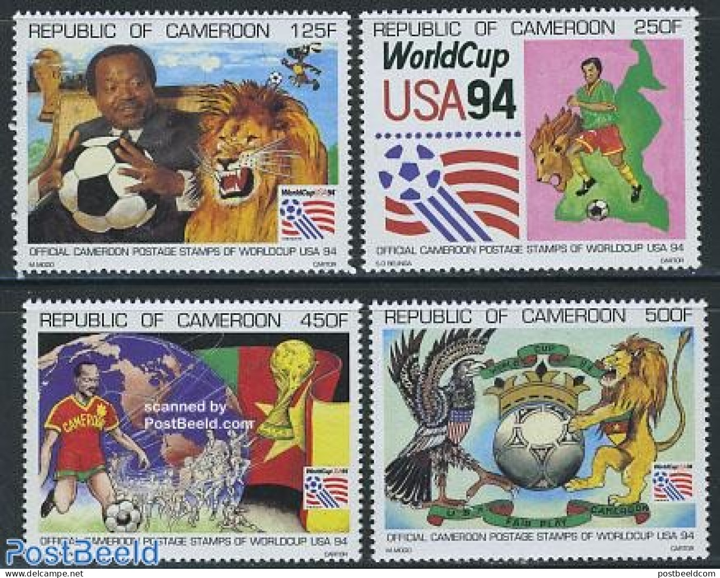 Cameroon 1994 Football Games USA 4v, Mint NH, Sport - Football - Camerun (1960-...)