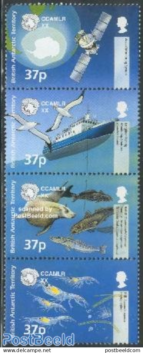British Antarctica 2002 20 Years Of CCAMLR 4v [:::], Mint NH, Nature - Transport - Various - Birds - Environment - Fis.. - Protezione Dell'Ambiente & Clima