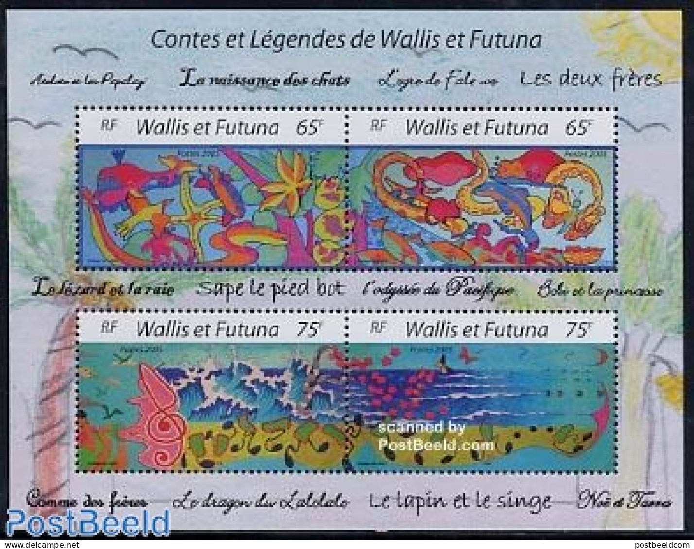 Wallis & Futuna 2005 Legends S/s, Mint NH, Nature - Birds - Butterflies - Fish - Sea Mammals - Turtles - Art - Fairyta.. - Fishes