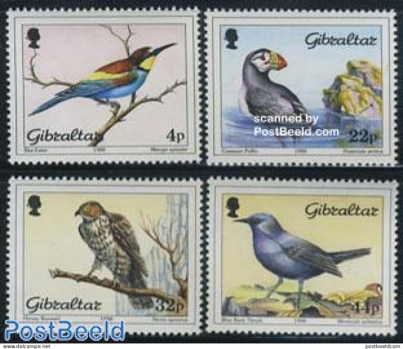 Gibraltar 1988 Birds 4v, Mint NH, Nature - Birds - Birds Of Prey - Puffins - Gibraltar