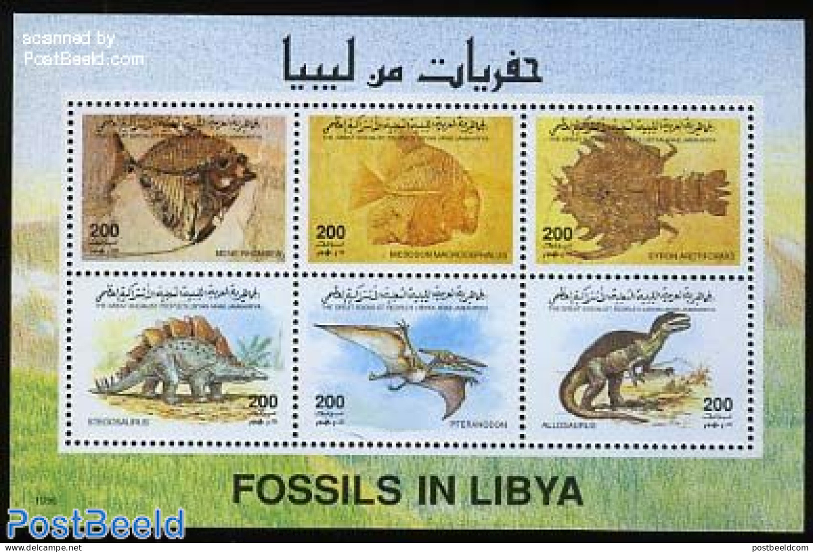 Libya Kingdom 1996 Fossiles/preh. Animals 6v M/s, Mint NH, Nature - Fish - Prehistoric Animals - Peces
