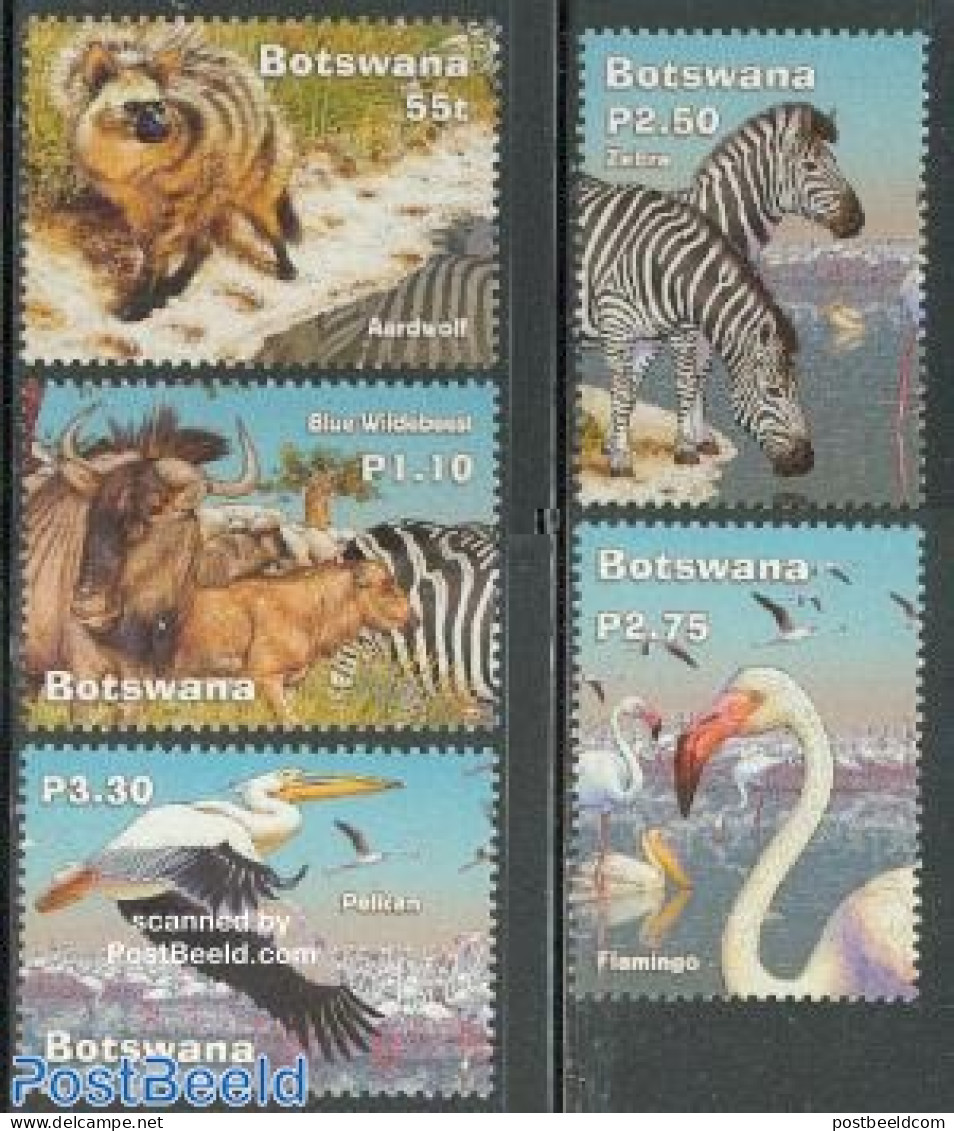 Botswana 2002 Wetlands 5v, Mint NH, Nature - Animals (others & Mixed) - Birds - Zebra - Botswana (1966-...)