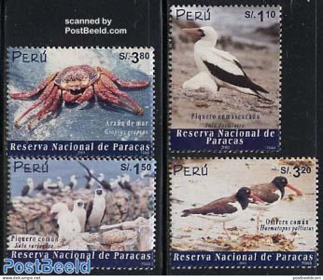 Peru 2002 National Park 4v, Mint NH, Nature - Birds - Shells & Crustaceans - Marine Life
